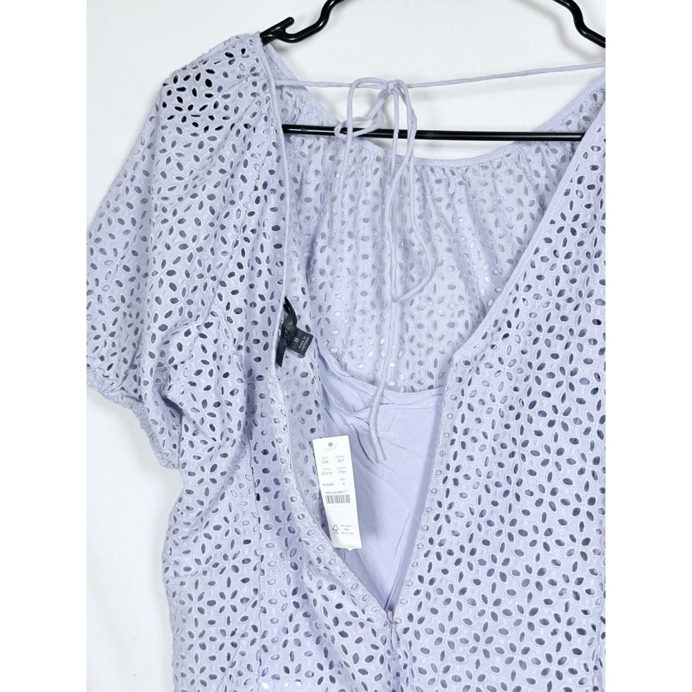 J.Crew NWT V-Back Puff Sleeve Eyelet Top Lavender Cottagecore Romantic Size 8 - Picture 5 of 13